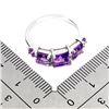 Image 3 : Square Cut 7 mm Amethyst Ring in 14k Whie Gold Plated 925 Sterling Silver - Size - 7 - Appraised Rep