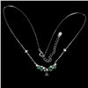 Image 2 : 5x3 mm Pear Cut Emerald Necklace in 14k White Gold Plated 925 Sterling Silver - Appraised Replacemen