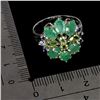 Image 3 : Emerald, Peridot and Tanzanite Ring in 14k White Gold Plated 925 Sterling Silver - Size 7 - Appraise