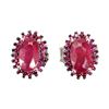Image 1 : 5x3 mm Oval Cut Ruby Earrings in 14k White Gold Plated 925 Sterling Silver - Appraised Replacement V