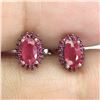 Image 2 : 5x3 mm Oval Cut Ruby Earrings in 14k White Gold Plated 925 Sterling Silver - Appraised Replacement V