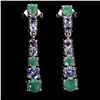Image 1 : 4 mm Brilliant Cut Emerald, Amethyst, Tanzanite and Iolite Earrings in 14k White Gold Plated 925 Ste