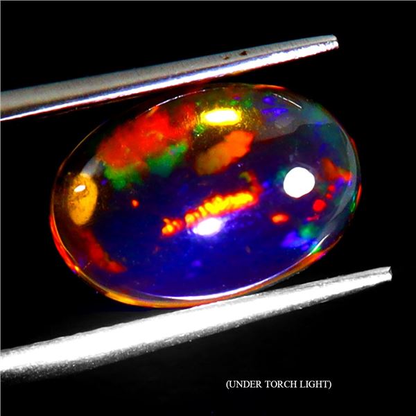 3.64 ct. Crystal Opal Cabochon AAA Floral Flash Play of Colour 13x9 mm Appraised Replacement Value $