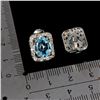 Image 3 : Big 10x8 mm Oval Cut Sky Blue Topaz and White Topaz Earrings in 14k White Gold Plated 925 Sterling S