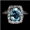 Image 1 : 10x8 mm Oval Cut Sky Blue Topaz and White Topaz Ring in 14k White Gold Plated 925 Sterling Silver - 