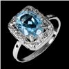 Image 2 : 10x8 mm Oval Cut Sky Blue Topaz and White Topaz Ring in 14k White Gold Plated 925 Sterling Silver - 