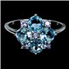 Image 1 : Tanzanite and Apatite Ring in 14k White Gold Plated 925 Sterling Silver - Appraised Replacement Valu