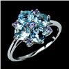 Image 2 : Tanzanite and Apatite Ring in 14k White Gold Plated 925 Sterling Silver - Appraised Replacement Valu