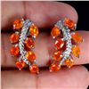 Image 1 : 4x3 mm Orange Fire Opal Earrings in 14k White Gold Plated 925 Sterling Silver - Appraised Replacemen