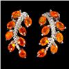Image 2 : 4x3 mm Orange Fire Opal Earrings in 14k White Gold Plated 925 Sterling Silver - Appraised Replacemen