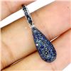 Image 2 : Blue Sapphire Diamond Cut Pendant in 14k White Gold Plated 925 Sterling Silver - Appraised Replaceme