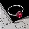 Image 3 : 6x4 Oval Cut Ruby Ring in 14k White Gold Plated 925 Sterling Silver - Size 6.5 - Appraised Replaceme