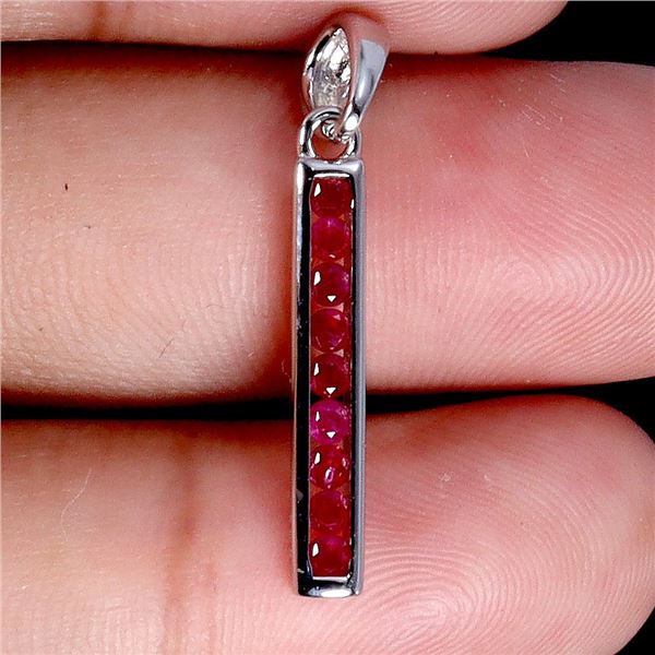 Myanmar (Burma) Ruby Pendant in 14k White Gold Plated 925 Sterling Silver - Appraised Replacement Va