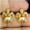 Image 1 : Citrine and Ruby Turtle Shaped Earrings in 14k Yellow Gold Plated 925 Sterling Silver - Appraised Re