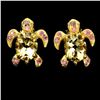 Image 2 : Citrine and Ruby Turtle Shaped Earrings in 14k Yellow Gold Plated 925 Sterling Silver - Appraised Re