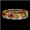 Image 2 : Multi-Colored Sapphire Ring in 14k Yellow Gold Plated 925 Sterling Silver - Size 8.5 - Appraised Rep