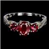 Image 1 : 7x5mm Ruby, Rhodolite Garnet and Yellow Sapphire Ring in 14k White Gold Plated 925 Sterling Silver -