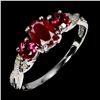 Image 2 : 7x5mm Ruby, Rhodolite Garnet and Yellow Sapphire Ring in 14k White Gold Plated 925 Sterling Silver -