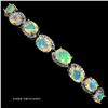 Image 1 : 7x5 mm Oval Cut Crystl Opal Bracelet in 14k White Gold Plated 925 Sterling Silver - 9 inches long -A