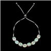 Image 2 : 7x5 mm Oval Cut Crystl Opal Bracelet in 14k White Gold Plated 925 Sterling Silver - 9 inches long -A