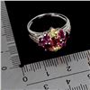 Image 3 : Ruby, Sapphire and Rhodolite GArnet Ring in 14k White Gold Plated 925 Sterling Silver -Size 8 - Appr