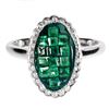 Image 1 : Princess Cut Emerald and White Topaz Ring in 14k White Gold Plated 925 Sterling Silver - Size 8 -App