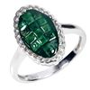Image 2 : Princess Cut Emerald and White Topaz Ring in 14k White Gold Plated 925 Sterling Silver - Size 8 -App