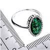Image 3 : Princess Cut Emerald and White Topaz Ring in 14k White Gold Plated 925 Sterling Silver - Size 8 -App