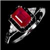 Image 2 : 8x6 mm Octagon Cut Ruby, White Topaz and Valuable Black Spinel in 14k White Gold Plated 925 Sterling