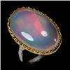 Image 2 : Extremelly Valuable Huge Rare Size 13 ct. AAA Full Fire Opal Ring in 14k White Gold Plated 925 Sterl