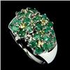 Image 1 : Gorgeous Emerald and Sapphire Ring in 14k White Gold Plated 925 Sterling Silver - Size 8 - Appraised