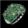 Image 2 : Gorgeous Emerald and Sapphire Ring in 14k White Gold Plated 925 Sterling Silver - Size 8 - Appraised