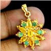 Image 1 : Emerald and Yellow Sapphire Pendant in 14k Yellow Gold Plated 925 Sterling Silver - Appraised Replac