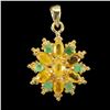Image 2 : Emerald and Yellow Sapphire Pendant in 14k Yellow Gold Plated 925 Sterling Silver - Appraised Replac