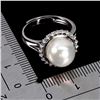 Image 3 : 10 mm Natural Round Pearl Ring in 14k White Gold Plated 925 Sterling Silver - Size 7