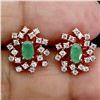 Image 1 : 5x3 mm Oval Cut Emerald and CZ Earrings in 14k Rose Gold Plated 925 Sterling Silver - Appraised Repl