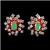 Image 2 : 5x3 mm Oval Cut Emerald and CZ Earrings in 14k Rose Gold Plated 925 Sterling Silver - Appraised Repl