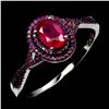 Image 2 : Beautiful Ruby Ring in 2-Tone Black Rhodium and 14k White Gold Plated 925 Sterling Silver - Size 7.5