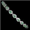 Image 1 : Pear Cut Emerald Bracelet in 14k White Gold Plated 925 Sterling Silver - 9 inches long - Appraised R