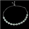 Image 2 : Pear Cut Emerald Bracelet in 14k White Gold Plated 925 Sterling Silver - 9 inches long - Appraised R