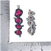 Image 3 : Big 6x4 mm Oval Ruby Cut and Blue Sapphire Earrings in 2-Tome Black Rhodium and 14k White Gold Plate