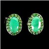 Image 1 : Emerald and Tsavorite Garnet Earrings in 14k White Gold Plated 925 Sterling Silver - Appraised Repla