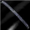 Image 2 : Round Diamond Cut Blue Sapphire Bracelet in 14k White Gold Plated 925 Sterling Silver - 7 inches lon