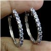 Image 2 : Round Cut Tanzanite Earrings in 14k White Gold Plated 925 Sterling Silver - Appraised Replacement Va