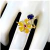 Image 1 : Sapphire and Ruby Ring in 14k Yellow Gold Plated 925 Sterling Silver - Size 8 - Appraised Replacemen