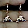 Image 1 : Blue Sapphire and CZ Earrings in 14k Rose Gold Plated 925 Sterling Silver - Appraised Replacement Va