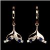 Image 2 : Blue Sapphire and CZ Earrings in 14k Rose Gold Plated 925 Sterling Silver - Appraised Replacement Va