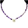 Image 1 : Flower Shaped Carved Purple Flourite Necklace in 14k Yellow Gold Plated 925 Sterling Silver - 17.6 i