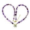 Image 2 : Flower Shaped Carved Purple Flourite Necklace in 14k Yellow Gold Plated 925 Sterling Silver - 17.6 i