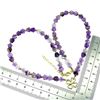 Image 3 : Flower Shaped Carved Purple Flourite Necklace in 14k Yellow Gold Plated 925 Sterling Silver - 17.6 i